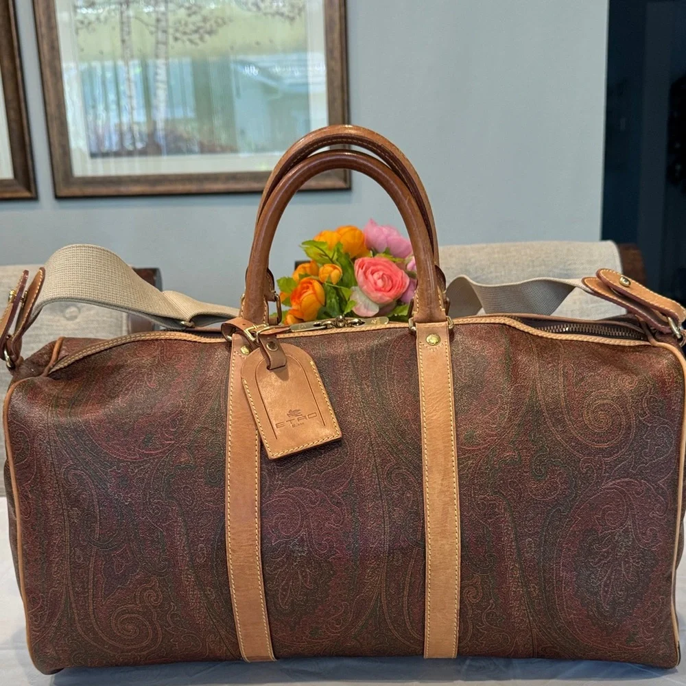 Authentic Etro Brown Paisley Travel Bag